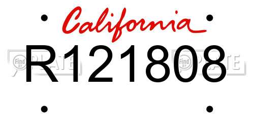 R121808 California License Plate