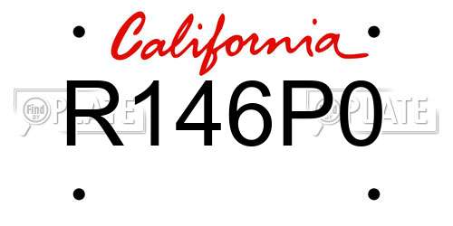 R146P0 California License Plate
