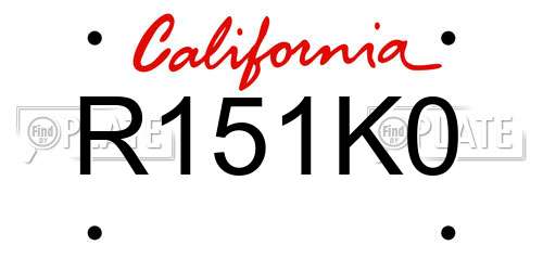 R151K0 California License Plate