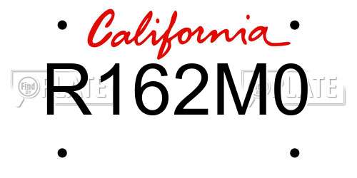 R162M0 California License Plate