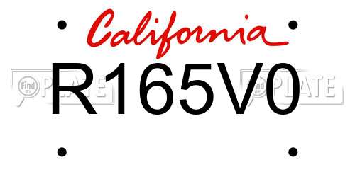 R165V0 California License Plate
