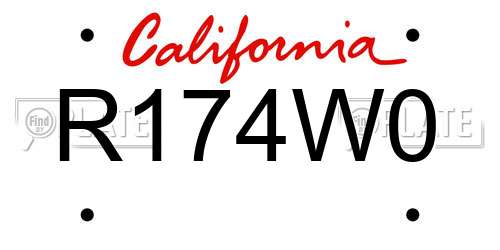 R174W0 California License Plate