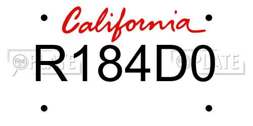R184D0 California License Plate