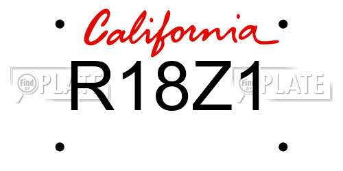 R18Z1 California License Plate