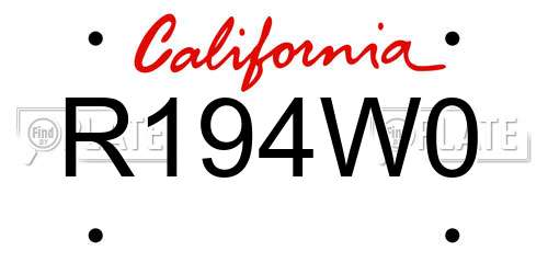 R194W0 California License Plate