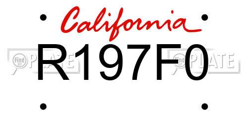 R197F0 California License Plate