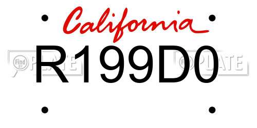 R199D0 California License Plate