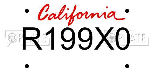 R199X0 California License Plate