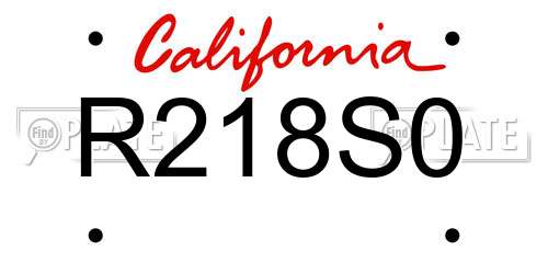 R218S0 California License Plate