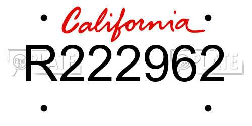 R222962 California License Plate