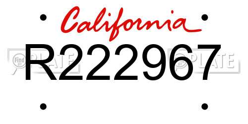 R222967 California License Plate