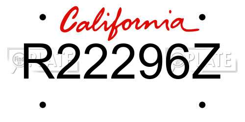 R22296Z California License Plate
