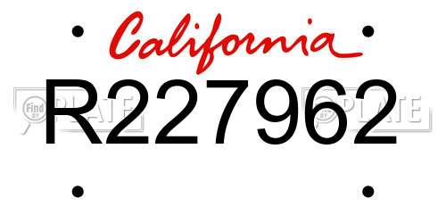 R227962 California License Plate