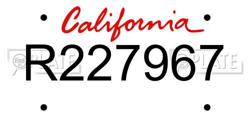 R227967 California License Plate