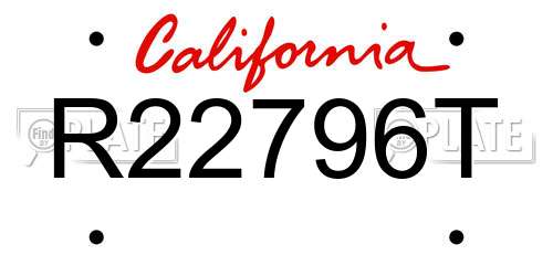 R22796T California License Plate