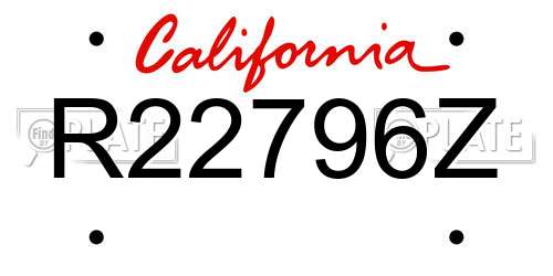 R22796Z California License Plate