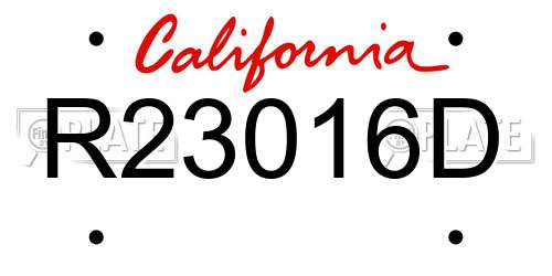 R23016D California License Plate