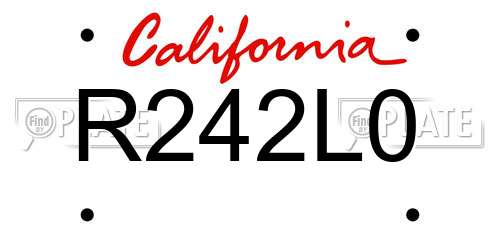R242L0 California License Plate