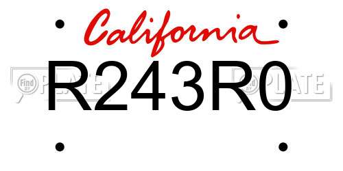 R243R0 California License Plate