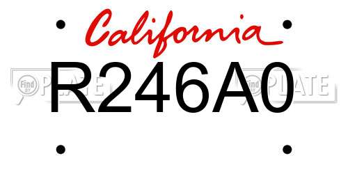 R246A0 California License Plate