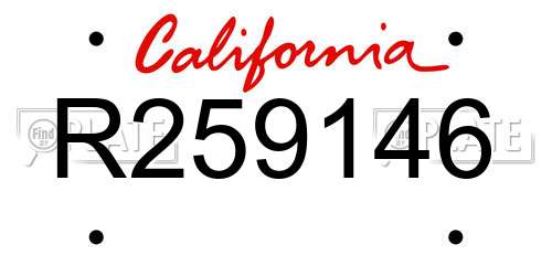 R259146 California License Plate