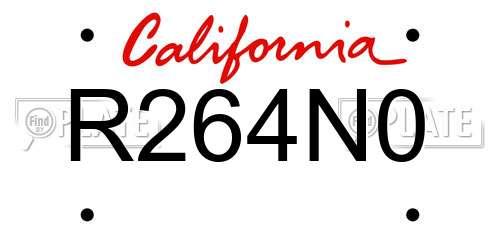 R264N0 California License Plate