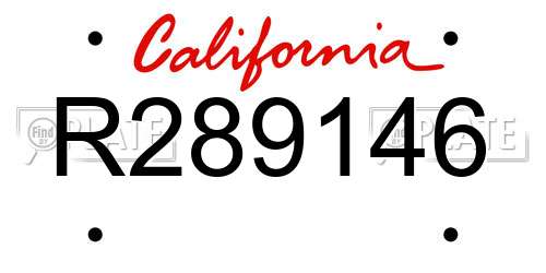 R289146 California License Plate