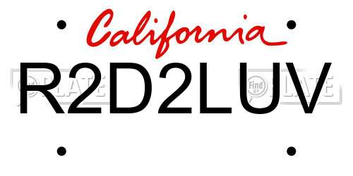 R2D2LUV California License Plate