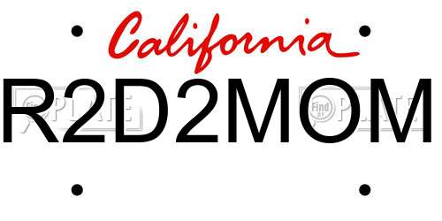 R2D2MOM California License Plate