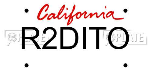 R2DITO California License Plate