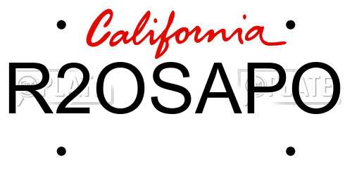 R2OSAPO California License Plate