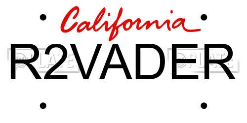 R2VADER California License Plate