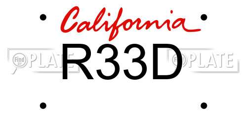 R33D California License Plate