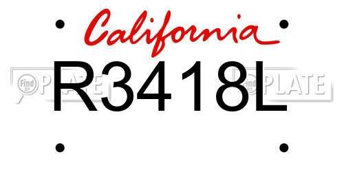 R3418L California License Plate