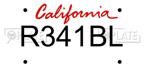 R341BL California License Plate