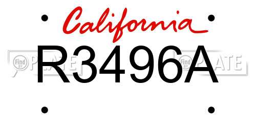 R3496A California License Plate