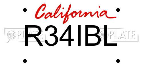 R34IBL California License Plate