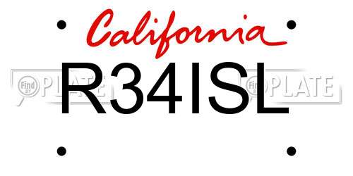 R34ISL California License Plate