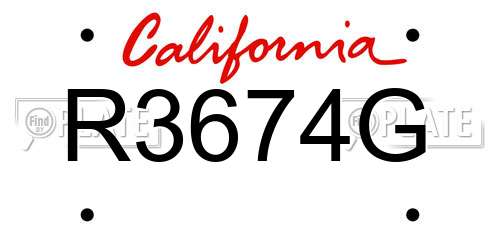 R3674G California License Plate