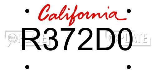 R372D0 California License Plate