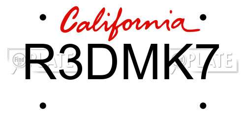 R3DMK7 California License Plate