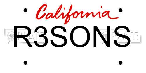 R3SONS California License Plate