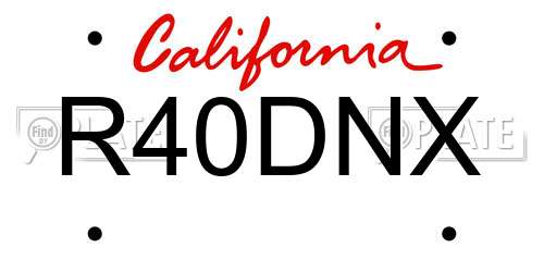 R40DNX California License Plate