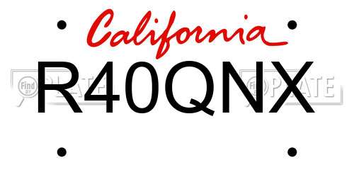 R40QNX California License Plate