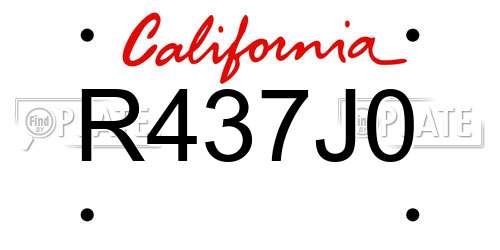 R437J0 California License Plate