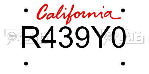 R439Y0 California License Plate