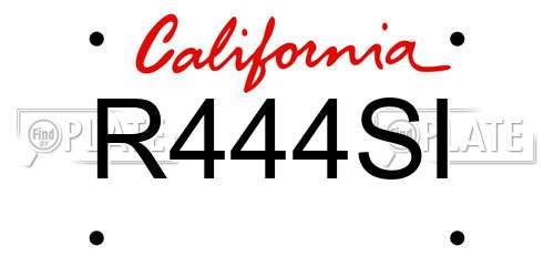 R444SI California License Plate