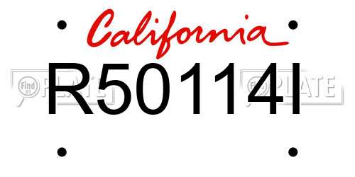 R50114I California License Plate