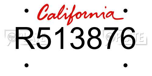 R513876 California License Plate