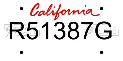 R51387G California License Plate